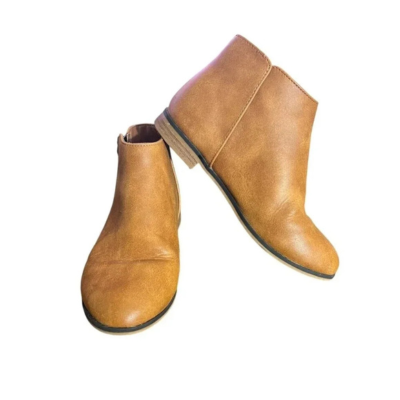 Cat & Jack Light Tan Brown Girls Booties Size 1 Side Zipper Neutral Fall Shoes - Picture 1 of 9